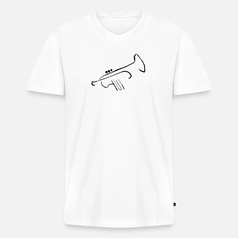 Trompete pur 2 - Männer Premium Bio T-Shirt mit V-Ausschnitt - Weiß