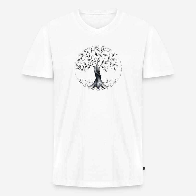 Baum des Lebens - Männer Premium Bio T-Shirt mit V-Ausschnitt - Weiß