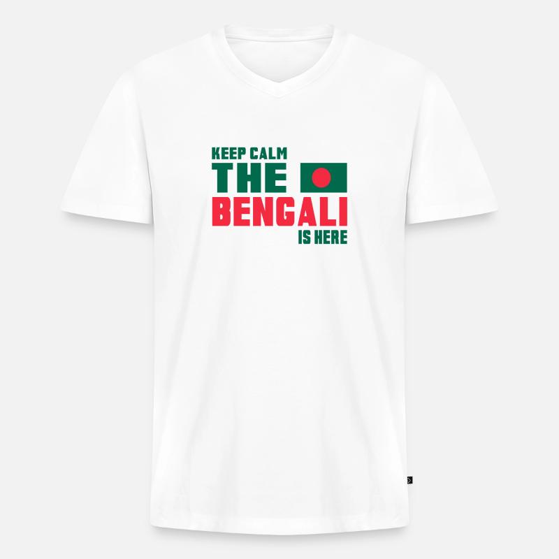 Keep Calm Bangladesch Design / Geschenkidee - Männer Premium Bio T-Shirt mit V-Ausschnitt - Weiß