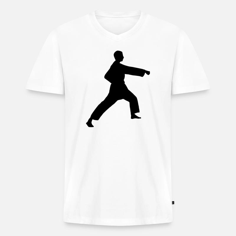 Punsch Karate oder Teakwondo Punsch - Männer Premium Bio T-Shirt mit V-Ausschnitt - Weiß