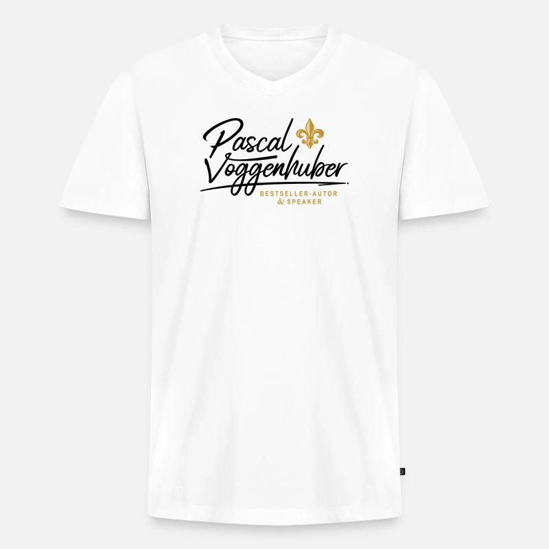 Pascal Voggenhuber Autor & Speaker - Männer Premium Bio T-Shirt mit V-Ausschnitt - Weiß