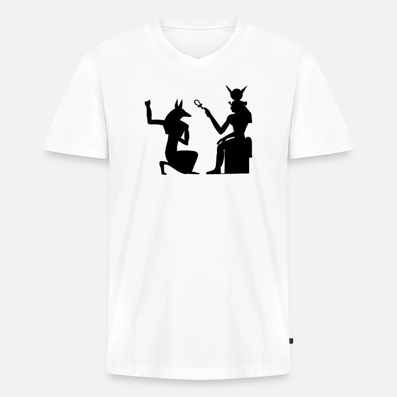 Pyramide Ägyptische Hieroglyphen Pharao - Männer Premium Bio T-Shirt mit V-Ausschnitt - Weiß