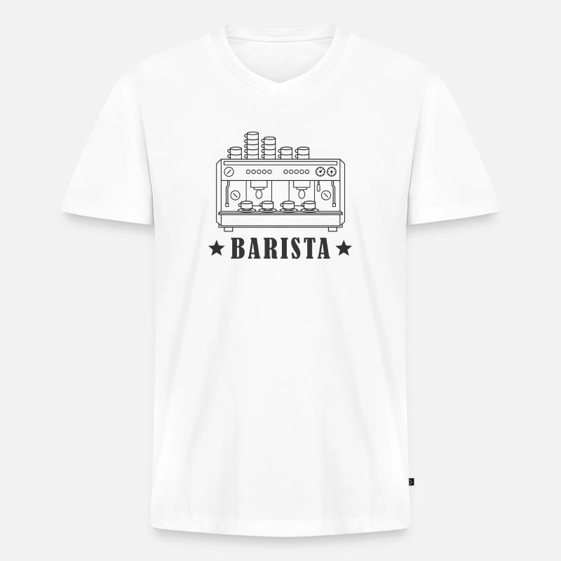Barista Espressomaschine Espresso Kaffee Geschenk - Männer Premium Bio T-Shirt mit V-Ausschnitt - Weiß