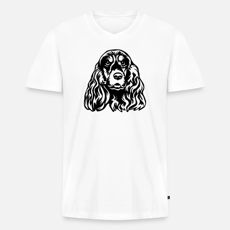 Cocker Spaniel Kopf - Männer Premium Bio T-Shirt mit V-Ausschnitt - Weiß