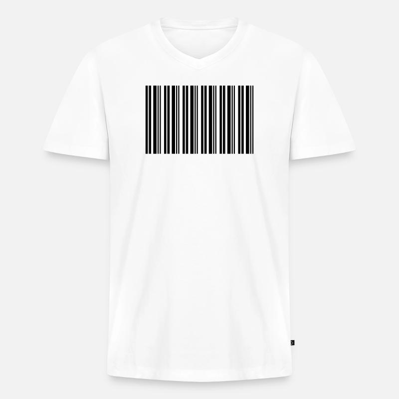 Barcode Strichcode Nerd IT Technik Design - Männer Premium Bio T-Shirt mit V-Ausschnitt - Weiß