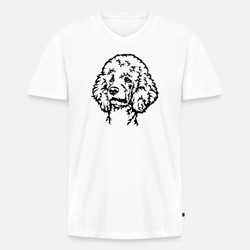Pudel Kopf - Männer Premium Bio T-Shirt mit V-Ausschnitt - Weiß