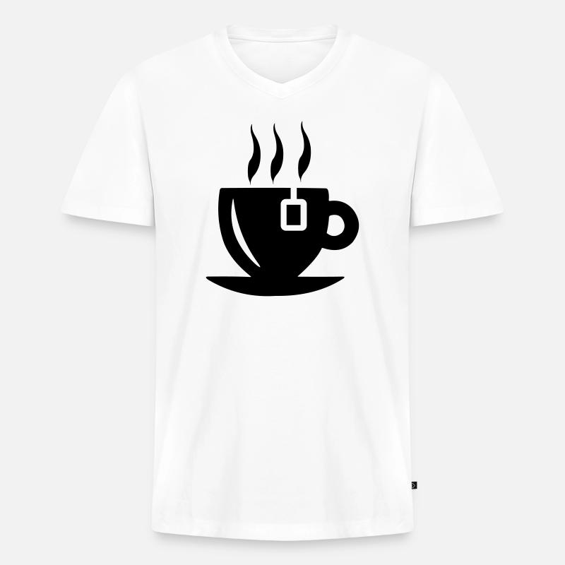 Teetasse mit Teebeutel - Männer Premium Bio T-Shirt mit V-Ausschnitt - Weiß