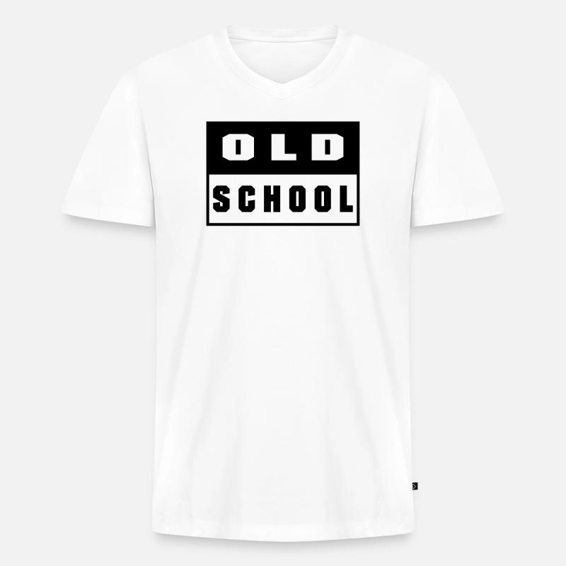 Old School - Männer Premium Bio T-Shirt mit V-Ausschnitt - Weiß
