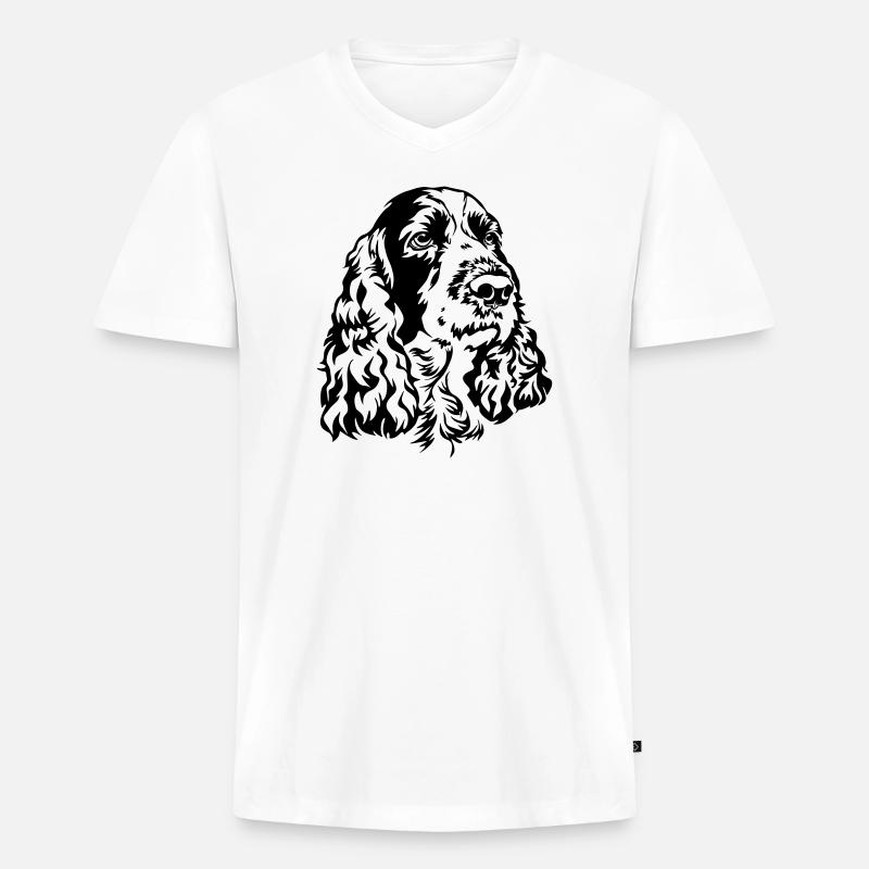 Englischer Springer Spaniel Kopf - Männer Premium Bio T-Shirt mit V-Ausschnitt - Weiß