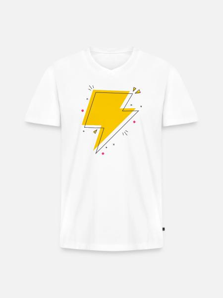 Dynamic Ray in Yellow and Black - Men's Premium Organic T-shirt with V-neck - white