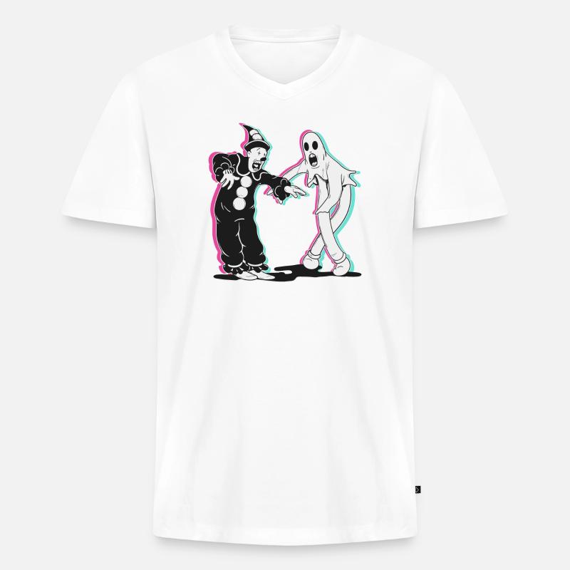 ghost e clown danza - Maglietta ecologica premium da uomo con scollo a V - bianco