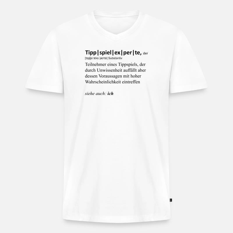 Tippspielexperte, der - Männer Premium Bio T-Shirt mit V-Ausschnitt - Weiß