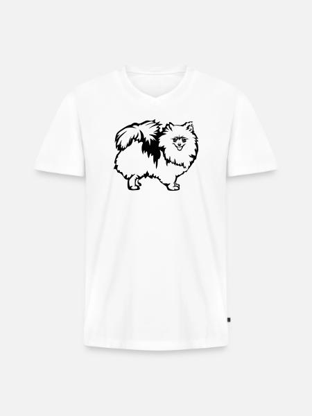 Spitz nain - T-shirt encolure en V Premium bio Homme - blanc