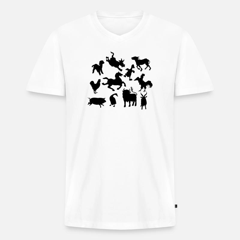 Nutztiere - Männer Premium Bio T-Shirt mit V-Ausschnitt - Weiß