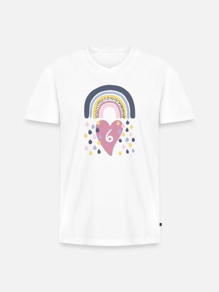 Rainbow 6th Birthday Kids - Men's Premium Organic T-shirt with V-neck - white