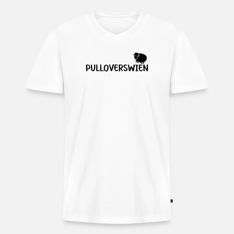 Pulloverswien Plattdeutsch Ostfriesisch Schaf - Männer Premium Bio T-Shirt mit V-Ausschnitt - Weiß