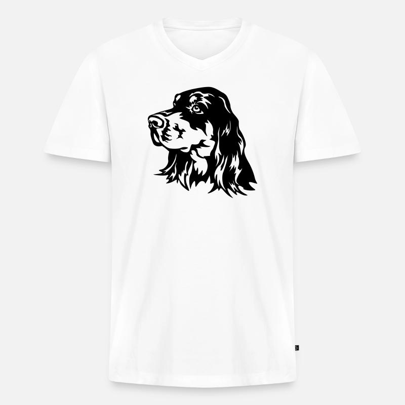 Gordon Setter Kopf - Männer Premium Bio T-Shirt mit V-Ausschnitt - Weiß