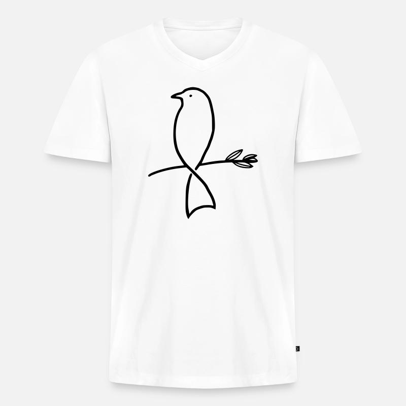 Vogel auf einem Ast - Männer Premium Bio T-Shirt mit V-Ausschnitt - Weiß