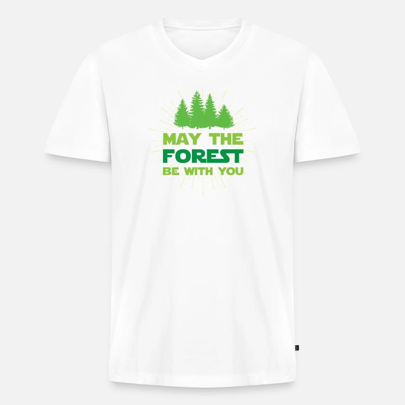 Möge der Wald mit dir sein - Männer Premium Bio T-Shirt mit V-Ausschnitt - Weiß