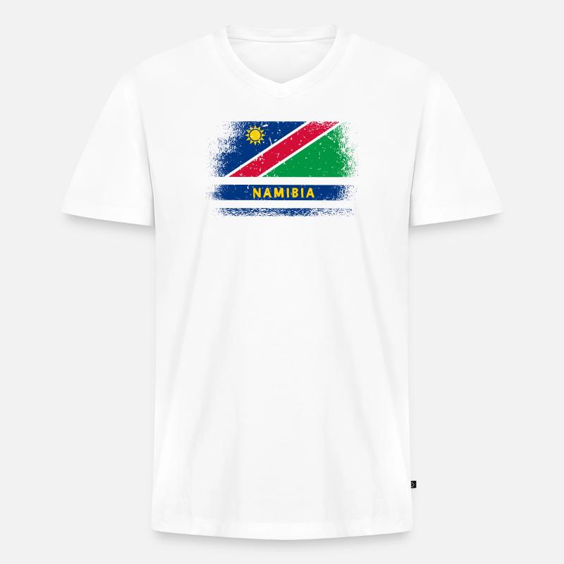 Namibia Flaggen Design - Männer Premium Bio T-Shirt mit V-Ausschnitt - Weiß