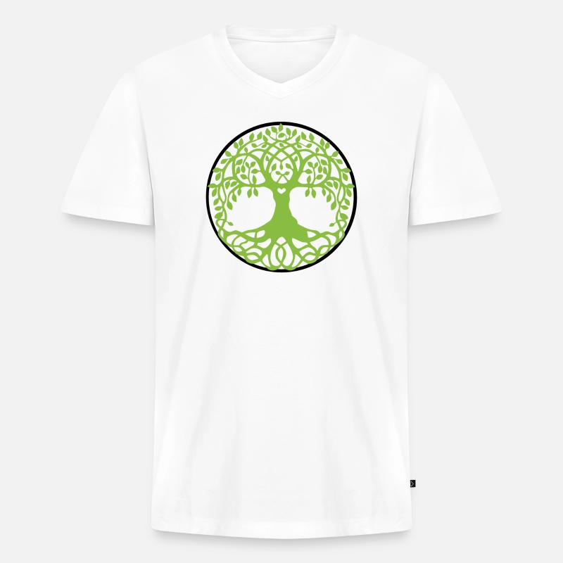 Mandala Baum des Lebens - Männer Premium Bio T-Shirt mit V-Ausschnitt - Weiß