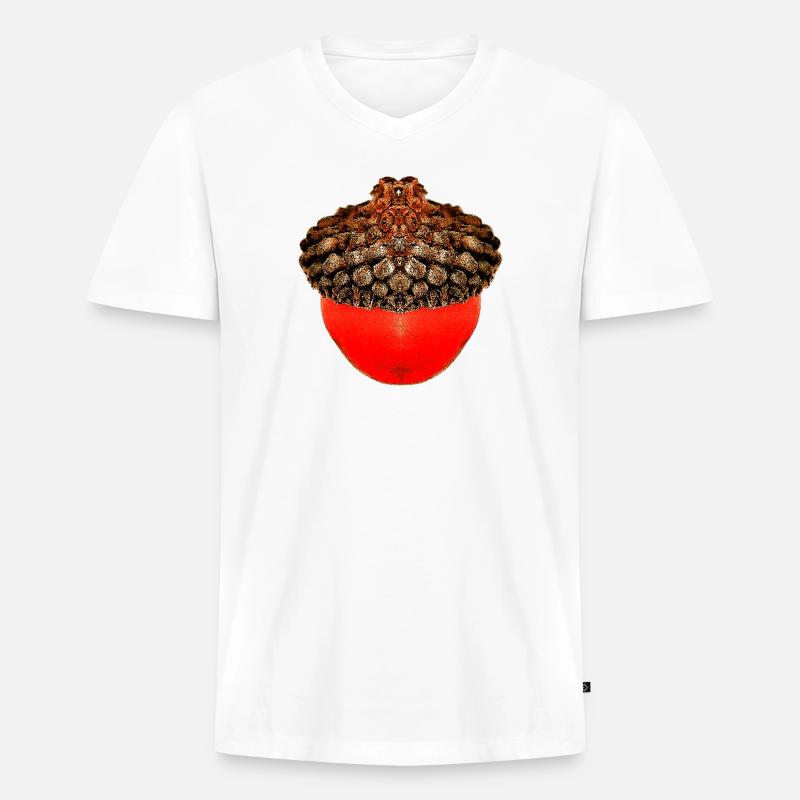 schöne Herbstdrucke, Eichelfoto, unisex herbst - Männer Premium Bio T-Shirt mit V-Ausschnitt - Weiß