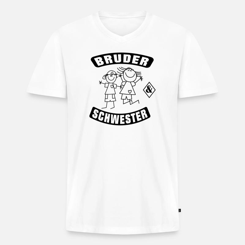 Bruder und Schwester - Männer Premium Bio T-Shirt mit V-Ausschnitt - Weiß