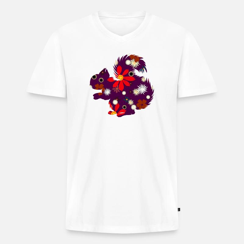 Herbstoutfit freizeit, eichhörnchchen design - Männer Premium Bio T-Shirt mit V-Ausschnitt - Weiß