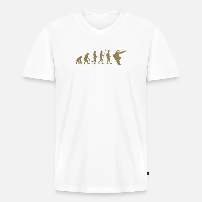 Snowboarder Evolution Geschenkidee - Männer Premium Bio T-Shirt mit V-Ausschnitt - Weiß