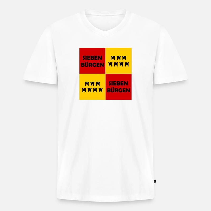 Der Siebenbürger - Männer Premium Bio T-Shirt mit V-Ausschnitt - Weiß