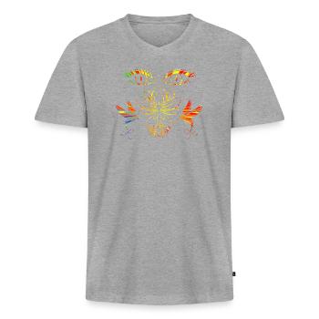 Visage zen - T-shirt encolure en V Premium bio Homme - gris chiné - Devant