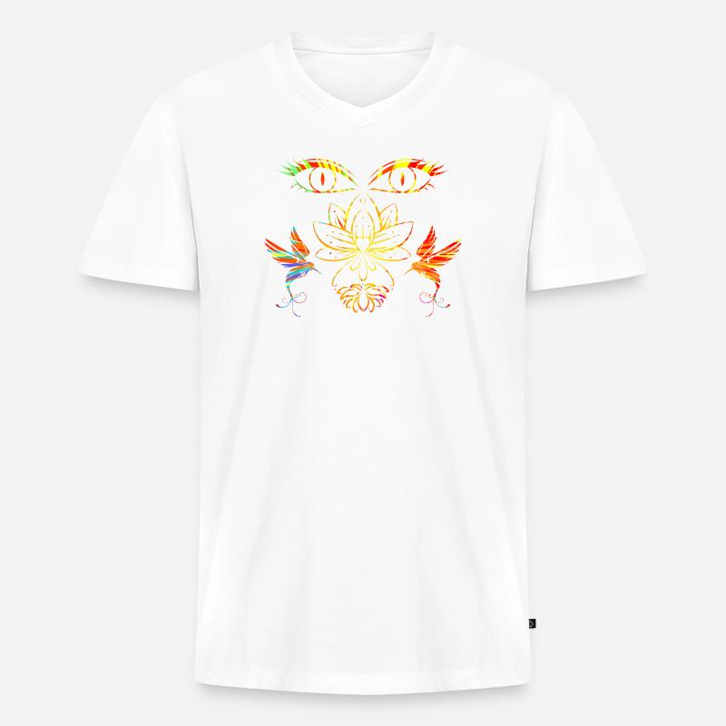 Zen-Gesicht - Männer Premium Bio T-Shirt mit V-Ausschnitt - Weiß