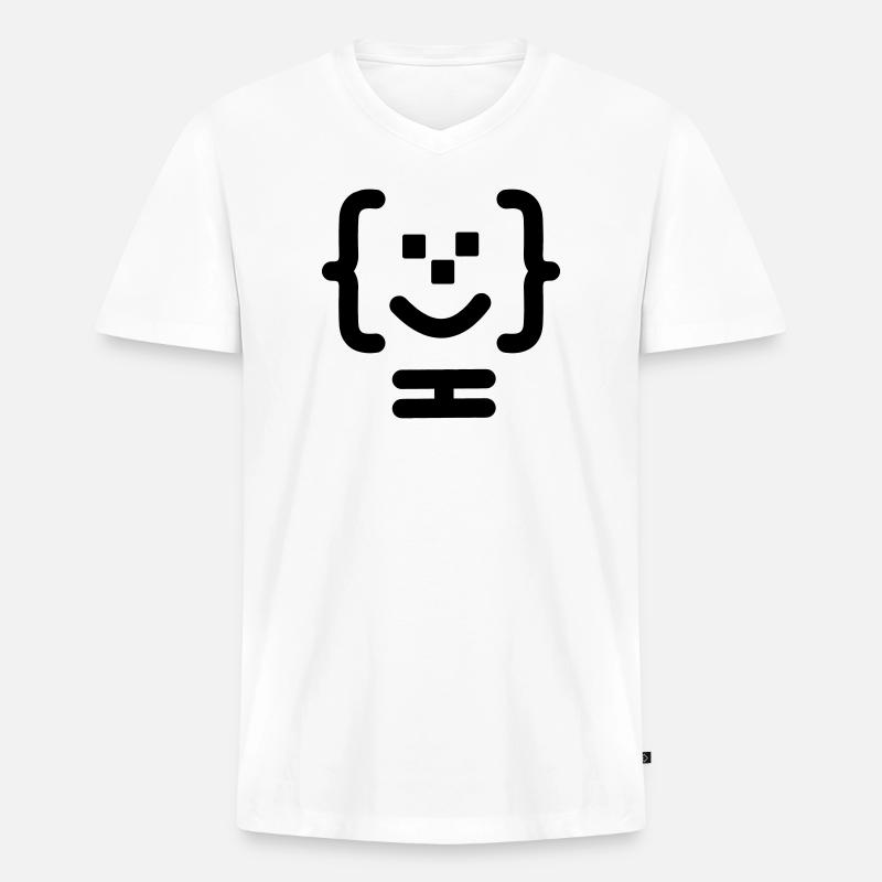 Logo du code du programmeur principal - T-shirt encolure en V Premium bio Homme - blanc