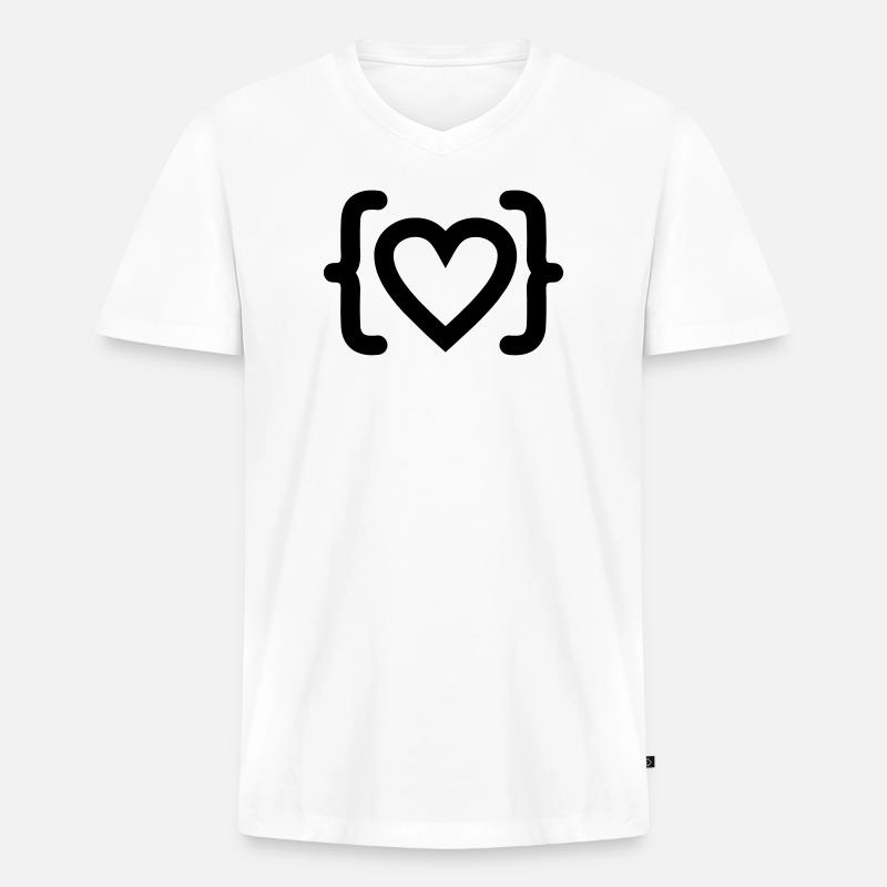 Herz des Programmierer-Code-Logos - Männer Premium Bio T-Shirt mit V-Ausschnitt - Weiß