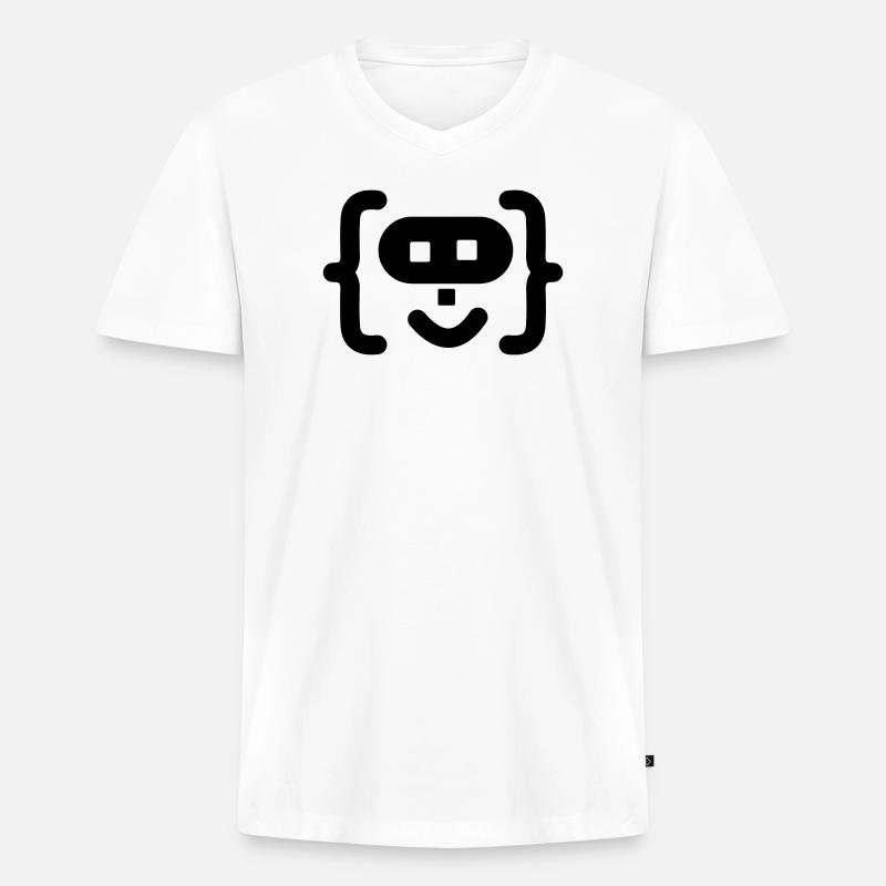 Logo du code du programmeur hacker - T-shirt encolure en V Premium bio Homme - blanc