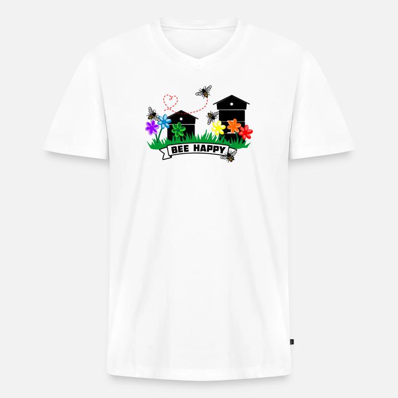 Honiggewächshäuser und Blumen - Männer Premium Bio T-Shirt mit V-Ausschnitt - Weiß