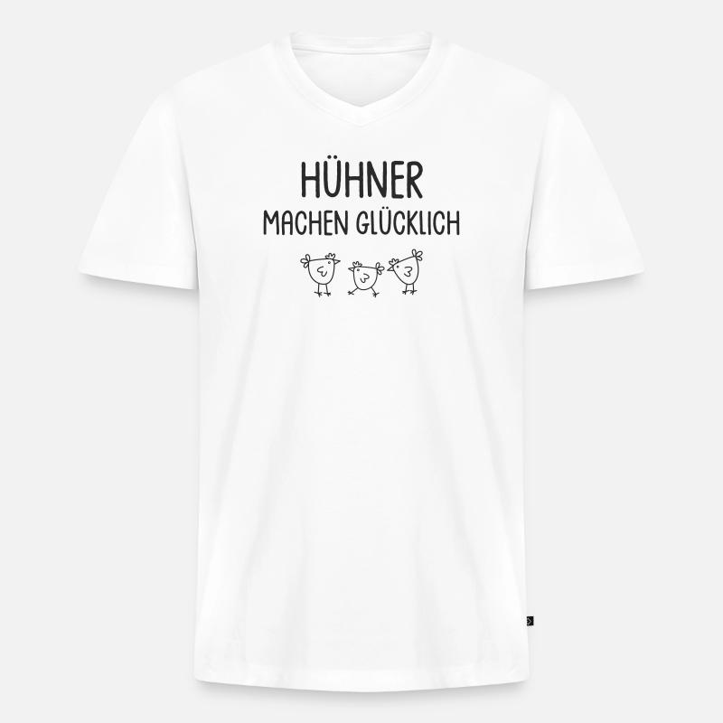 Hühner machen glücklich - Männer Premium Bio T-Shirt mit V-Ausschnitt - Weiß