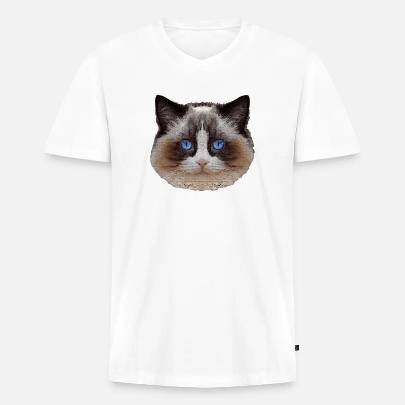Ragdoll, samtpfote, Katzen design - Männer Premium Bio T-Shirt mit V-Ausschnitt - Weiß