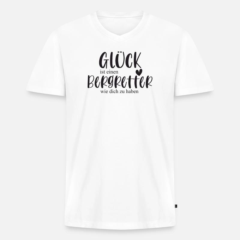 Bergretter Berg Klettern Berg Geschenk - Männer Premium Bio T-Shirt mit V-Ausschnitt - Weiß