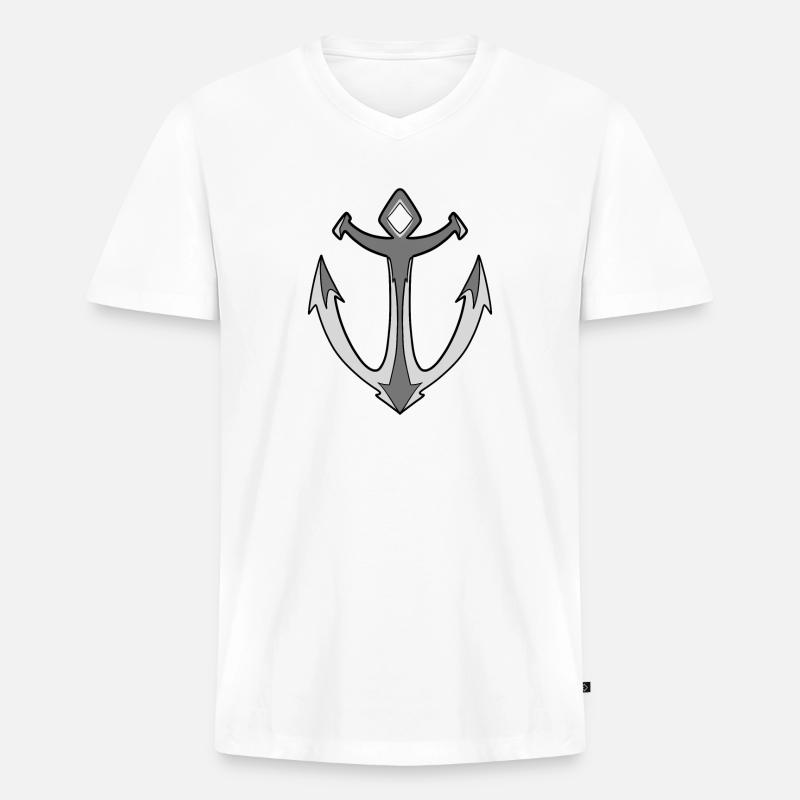 Anker - Männer Premium Bio T-Shirt mit V-Ausschnitt - Weiß