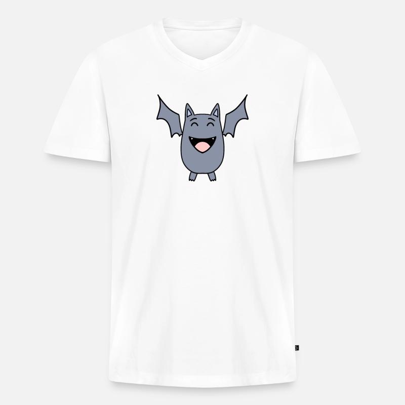 Fledermaus - Männer Premium Bio T-Shirt mit V-Ausschnitt - Weiß