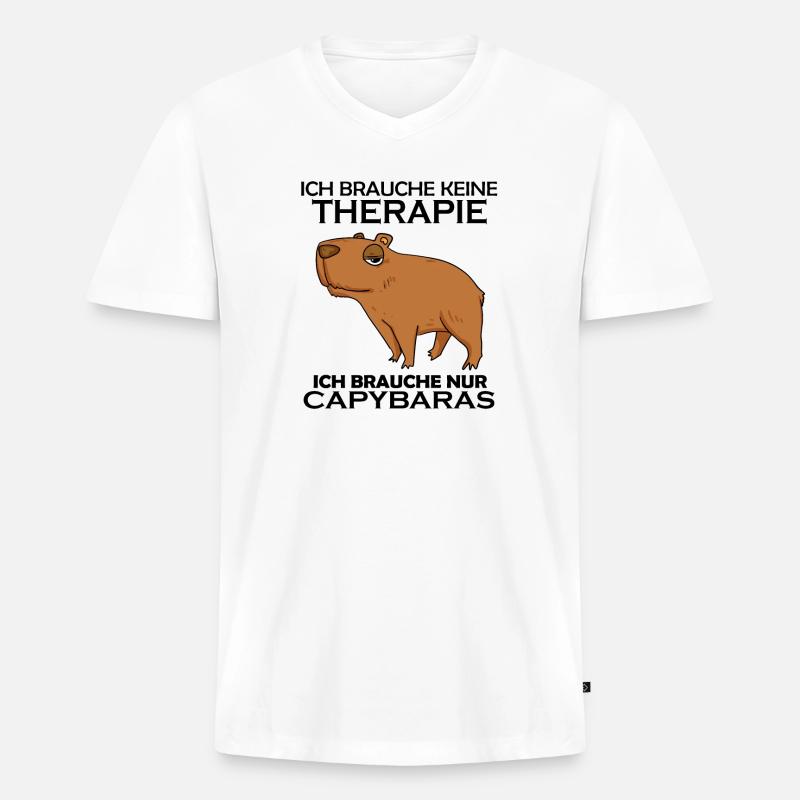 Capybara Wasserschwein Spruch Geschenk - Männer Premium Bio T-Shirt mit V-Ausschnitt - Weiß