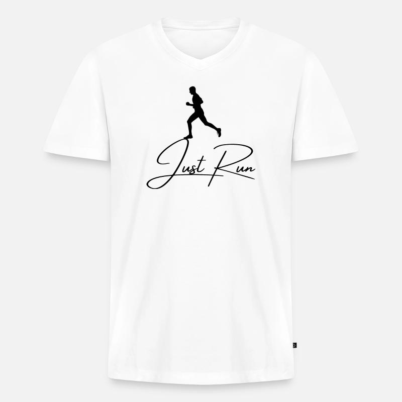 Lauf einfach - Männer Premium Bio T-Shirt mit V-Ausschnitt - Weiß