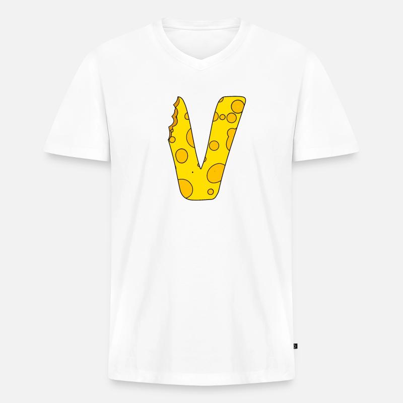 Buchstabe V - Männer Premium Bio T-Shirt mit V-Ausschnitt - Weiß