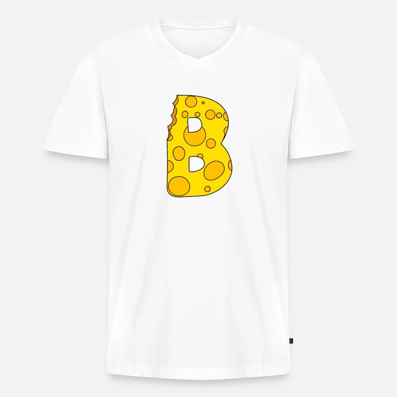 Buchstabe B - Männer Premium Bio T-Shirt mit V-Ausschnitt - Weiß