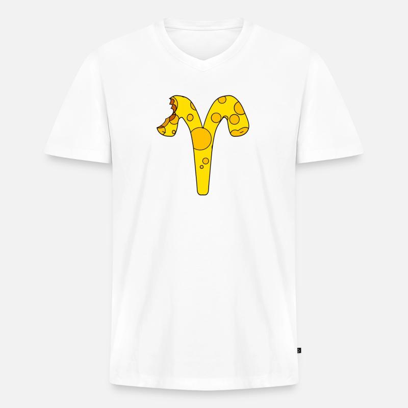Sternzeichen Widder - Männer Premium Bio T-Shirt mit V-Ausschnitt - Weiß