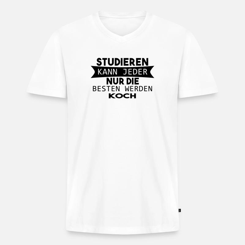 Koch Geschenk - Männer Premium Bio T-Shirt mit V-Ausschnitt - Weiß