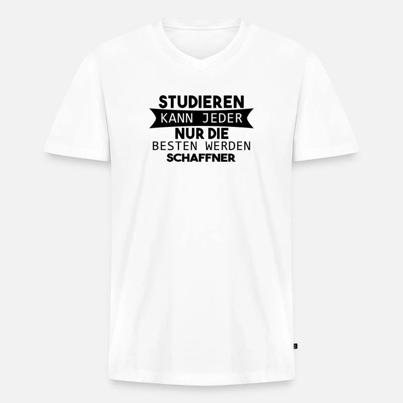 Schaffner Geschenk - Männer Premium Bio T-Shirt mit V-Ausschnitt - Weiß