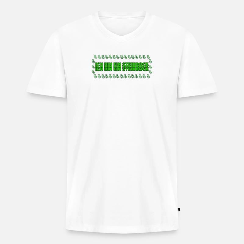 Steinbock Statement Horoskop Tierkreis Astrologie - Männer Premium Bio T-Shirt mit V-Ausschnitt - Weiß
