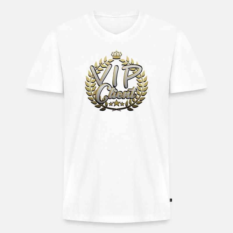 VIP Client - Männer Premium Bio T-Shirt mit V-Ausschnitt - Weiß